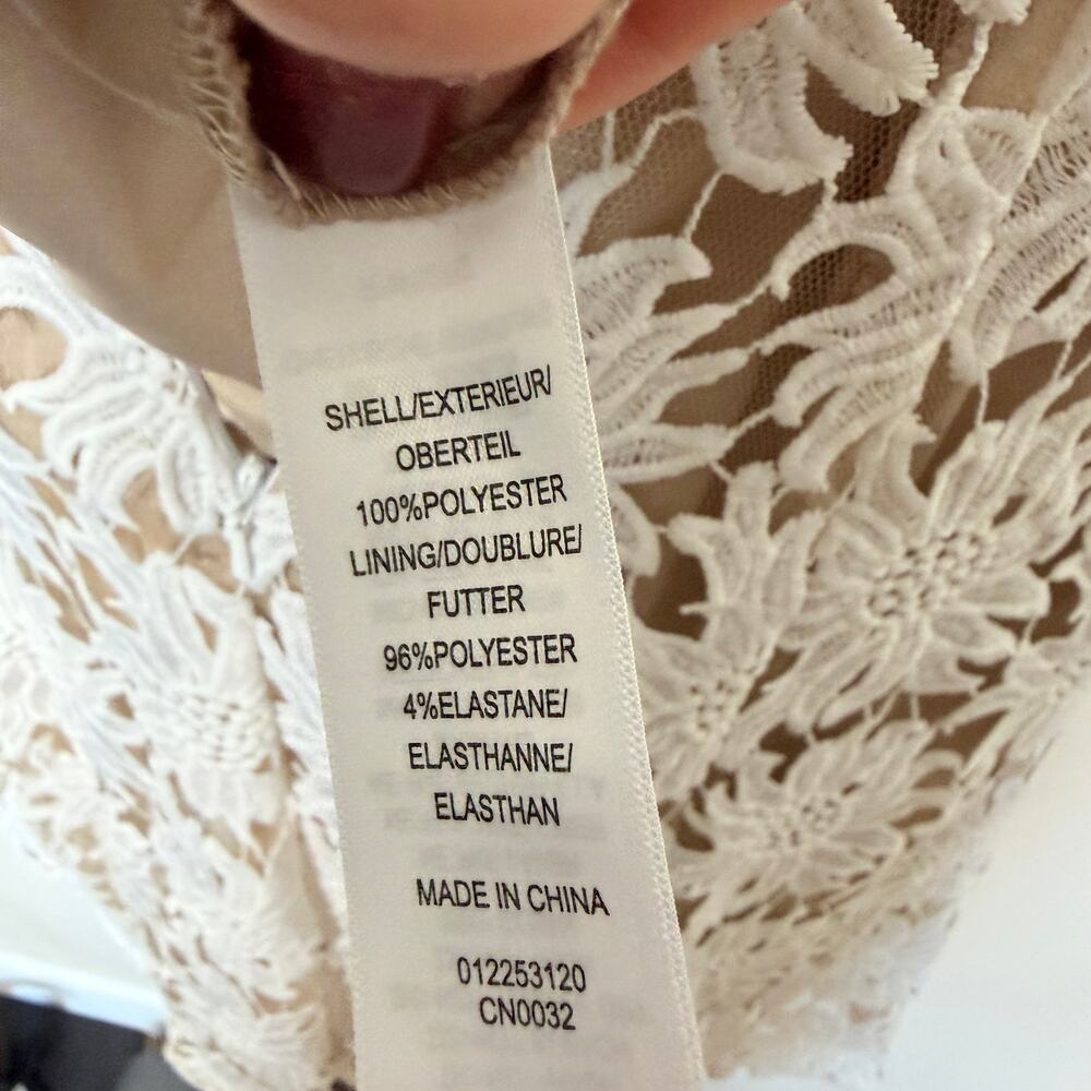 Adrianna Papell Illusion Floral Lace Fit and Flare Ivory Dress 6 - Picture 7 of 10